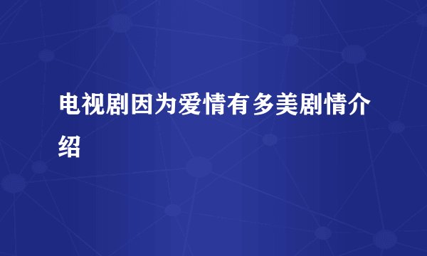 电视剧因为爱情有多美剧情介绍