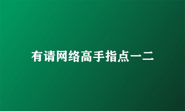 有请网络高手指点一二