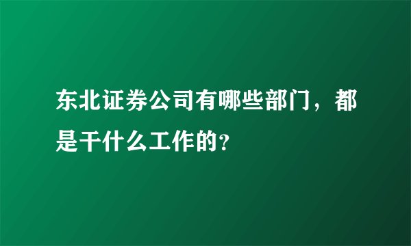 东北证券公司有哪些部门，都是干什么工作的？