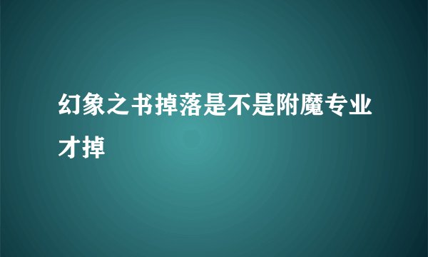 幻象之书掉落是不是附魔专业才掉