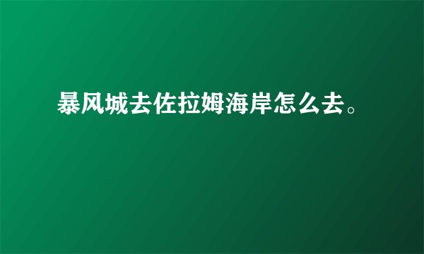 暴风城去佐拉姆海岸怎么去。