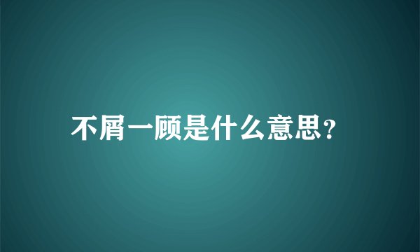 不屑一顾是什么意思?