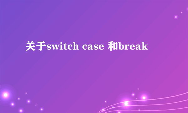 关于switch case 和break