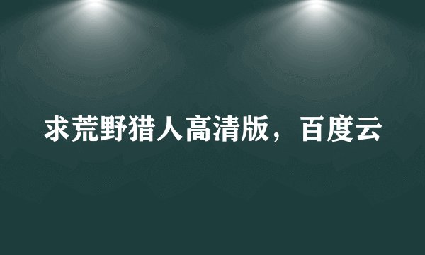 求荒野猎人高清版，百度云