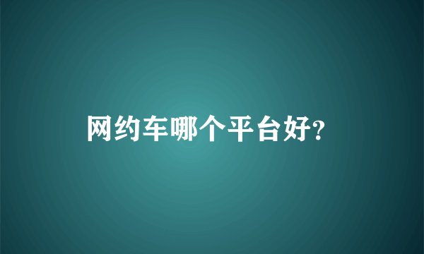 网约车哪个平台好?
