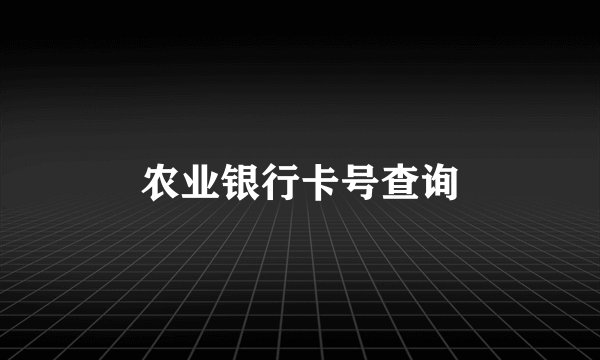 农业银行卡号查询