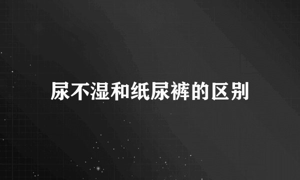 尿不湿和纸尿裤的区别