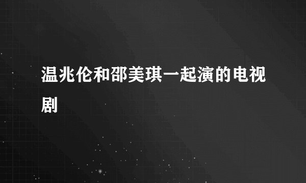 温兆伦和邵美琪一起演的电视剧