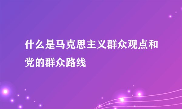 什么是马克思主义群众观点和党的群众路线