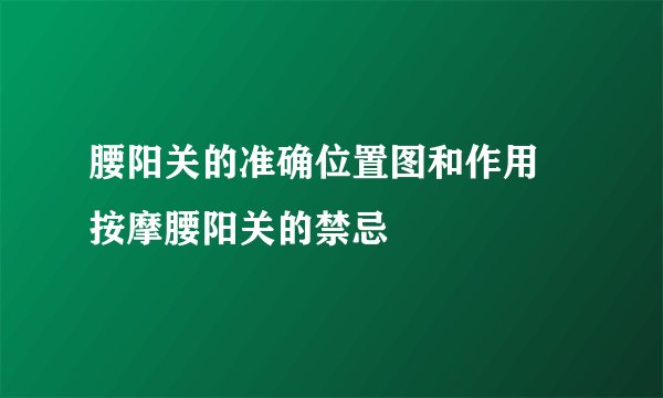 腰阳关的准确位置图和作用 按摩腰阳关的禁忌