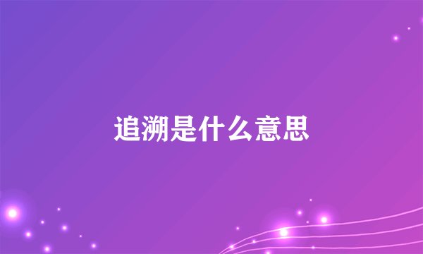 追溯是什么意思