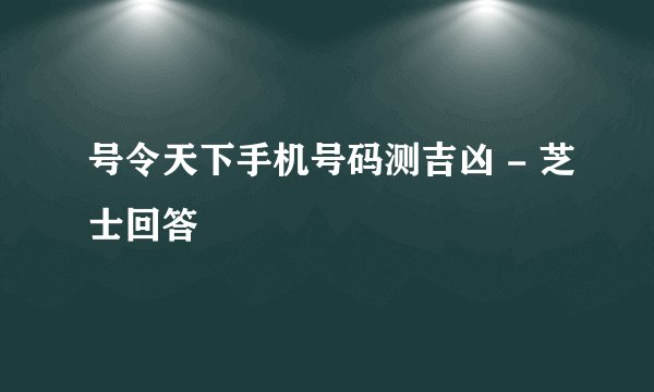 号令天下手机号码测吉凶 - 芝士回答
