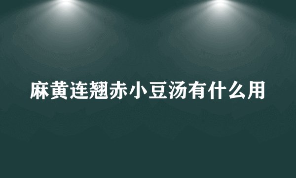 麻黄连翘赤小豆汤有什么用