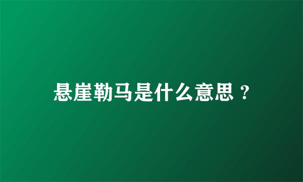 悬崖勒马是什么意思 ?