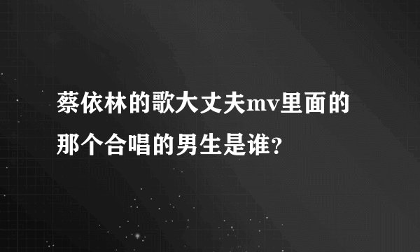 蔡依林的歌大丈夫mv里面的那个合唱的男生是谁?