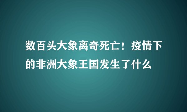 数百头大象离奇死亡！疫情下的非洲大象王国发生了什么