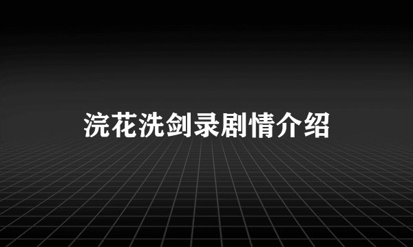 浣花洗剑录剧情介绍