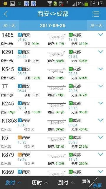 西安到成都几点火车，要多长时间到达