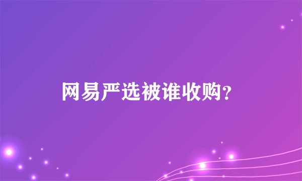 网易严选被谁收购？