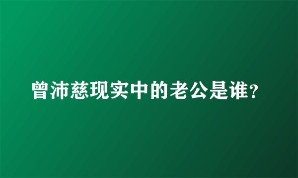 曾沛慈现实中的老公是谁？