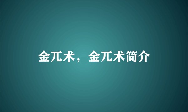 金兀术,金兀术简介