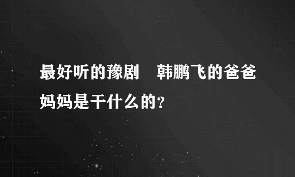最好听的豫剧䍷韩鹏飞的爸爸妈妈是干什么的？