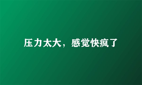 压力太大，感觉快疯了
