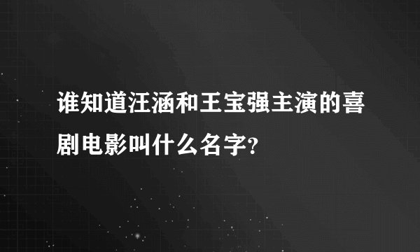 谁知道汪涵和王宝强主演的喜剧电影叫什么名字？
