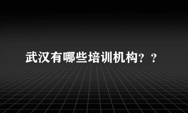 武汉有哪些培训机构？？
