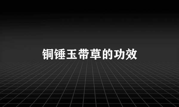 铜锤玉带草的功效