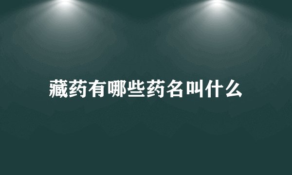 藏药有哪些药名叫什么