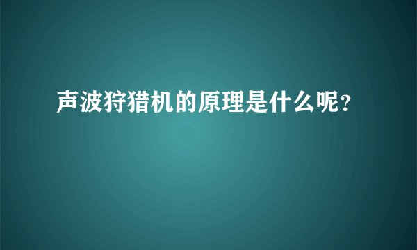 声波狩猎机的原理是什么呢?