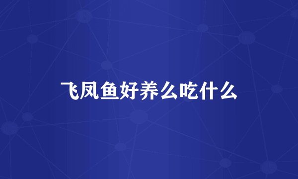 飞凤鱼好养么吃什么