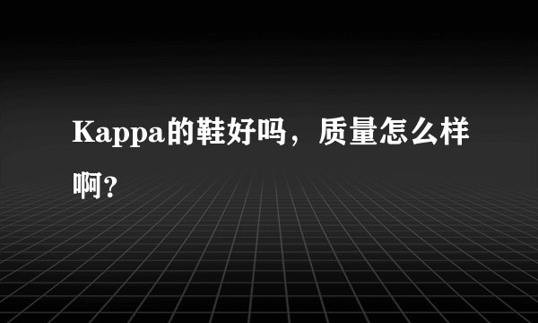 Kappa的鞋好吗，质量怎么样啊？