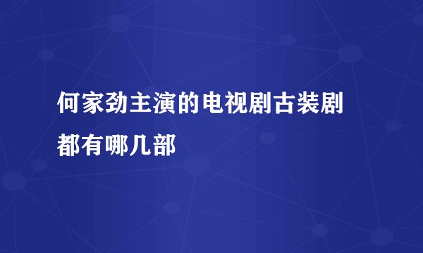 何家劲主演的电视剧古装剧 都有哪几部