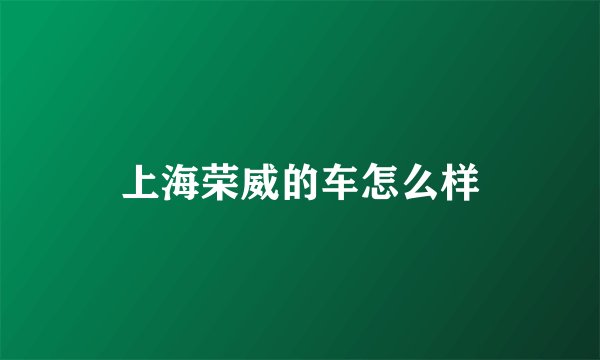 上海荣威的车怎么样