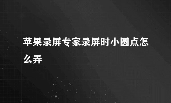 苹果录屏专家录屏时小圆点怎么弄