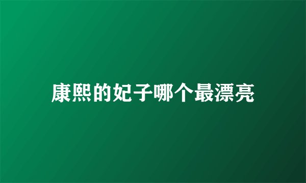 康熙的妃子哪个最漂亮