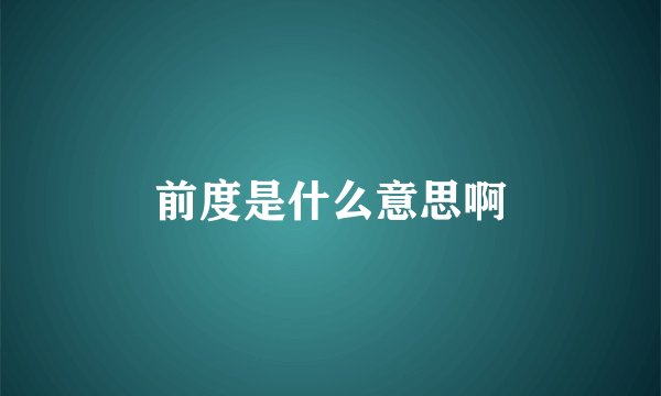 前度是什么意思啊