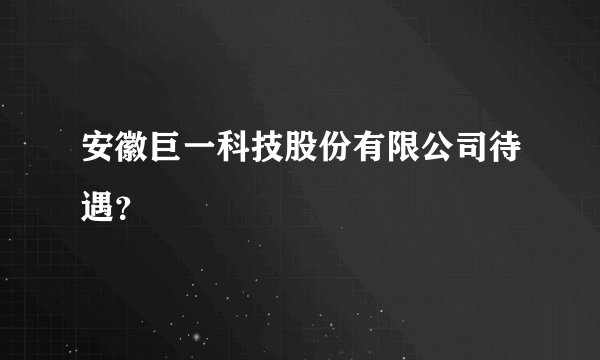 安徽巨一科技股份有限公司待遇?