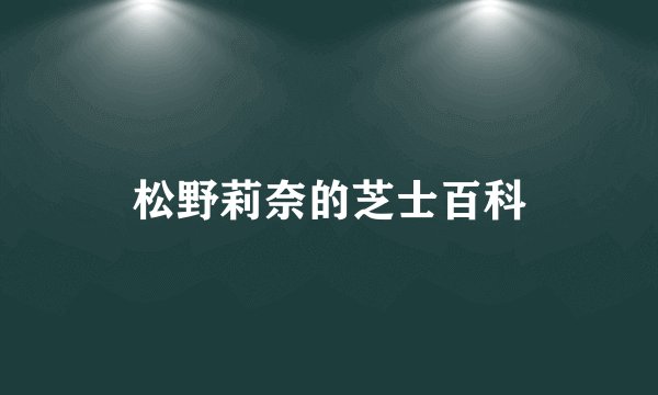 松野莉奈的芝士百科