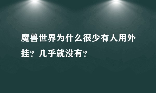 魔兽世界为什么很少有人用外挂？几乎就没有？