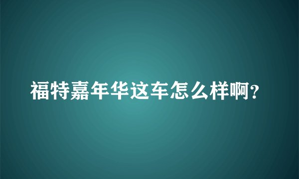 福特嘉年华这车怎么样啊？