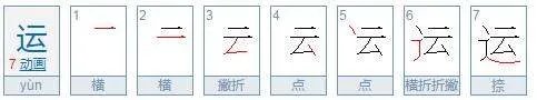 跳的笔顺 运的笔顺