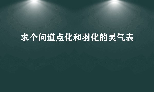 求个问道点化和羽化的灵气表