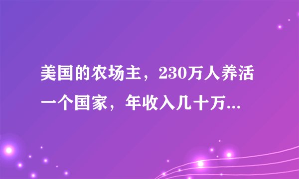 美国的农场主，230万人养活一个国家，年收入几十万却负债累累