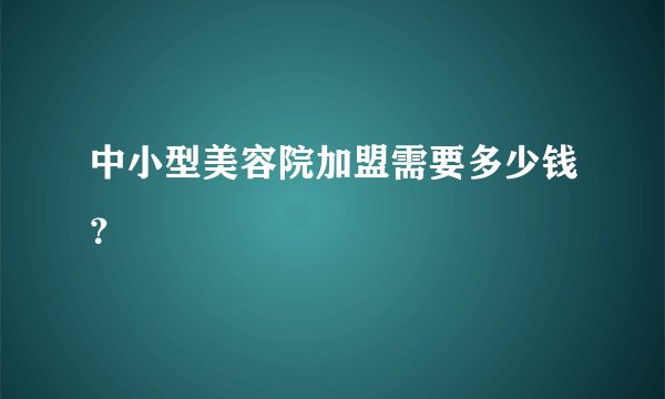 中小型美容院加盟需要多少钱?
