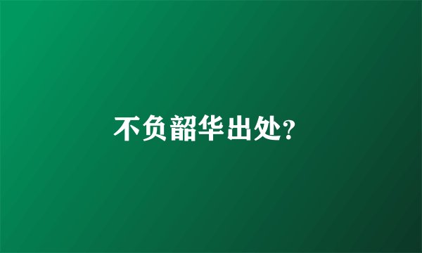 不负韶华出处？