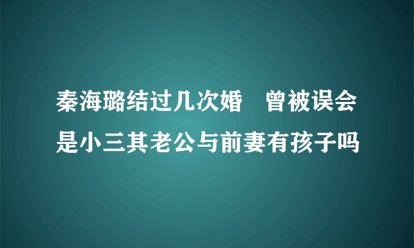 秦海璐结过几次婚 曾被误会是小三其老公与前妻有孩子吗
