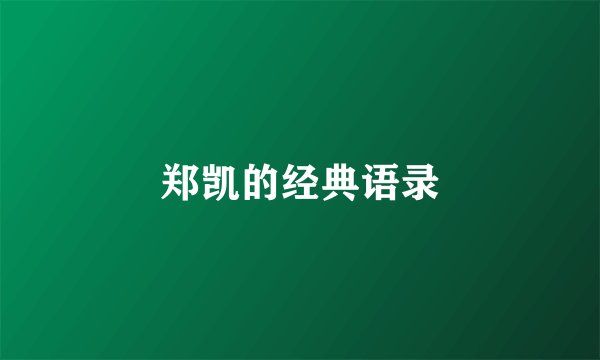 郑凯的经典语录